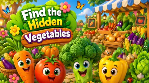 🥕 Find Every Hidden Vegetable! – A Name & Spot Quiz for Kids